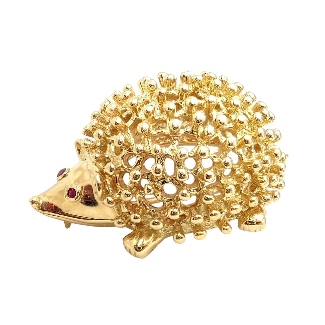 Vintage! Tiffany & Co Schlumberger 18k Yellow Gold Hedgehog Ruby Brooch Pin - 5