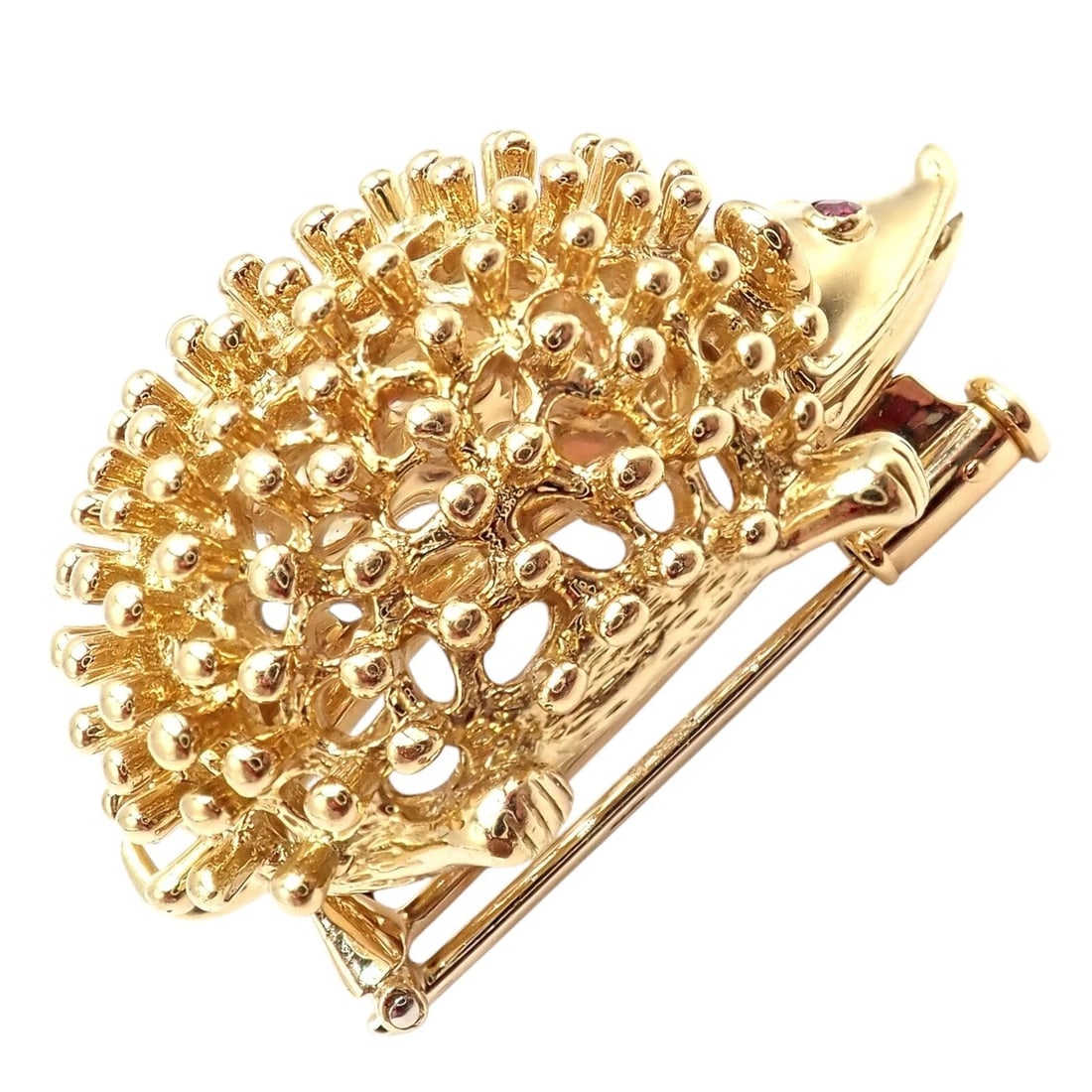 Vintage! Tiffany & Co Schlumberger 18k Yellow Gold Hedgehog Ruby Brooch Pin - 8