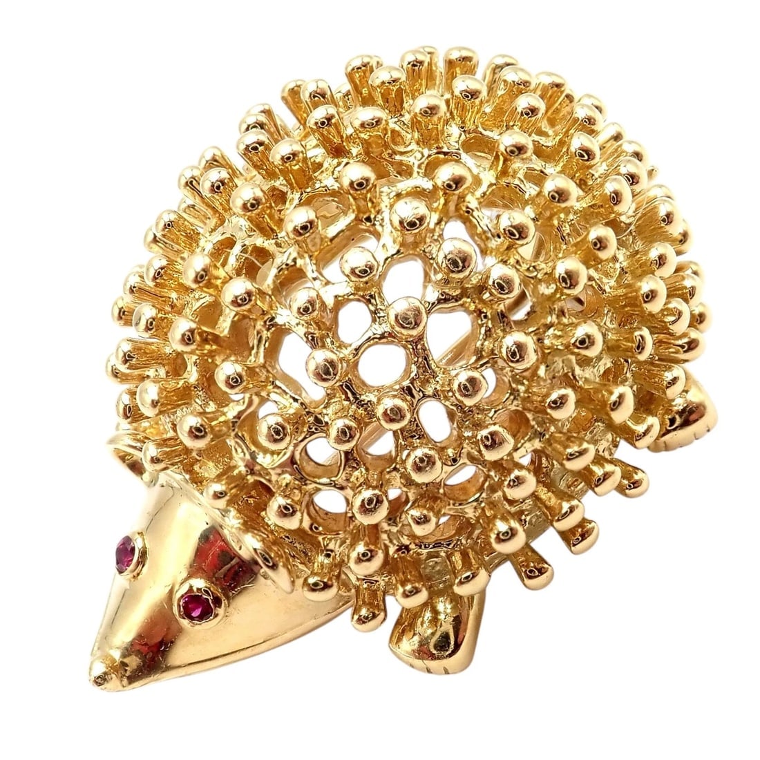 Vintage! Tiffany & Co Schlumberger 18k Yellow Gold Hedgehog Ruby Brooch Pin - 9