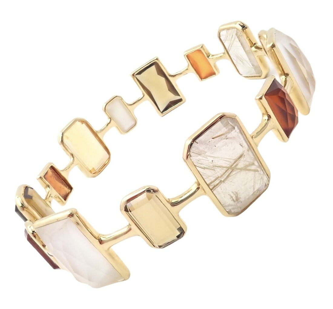 Rare! Ippolita 18k Yellow Gold Large Quartz Newport Rock Candy Bracelet - 7