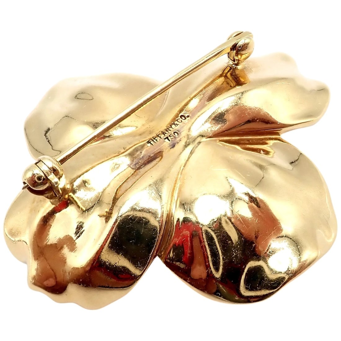 Authentic! Tiffany & Co. 18k Yellow Gold Dogwood Flower Pin Brooch - 4