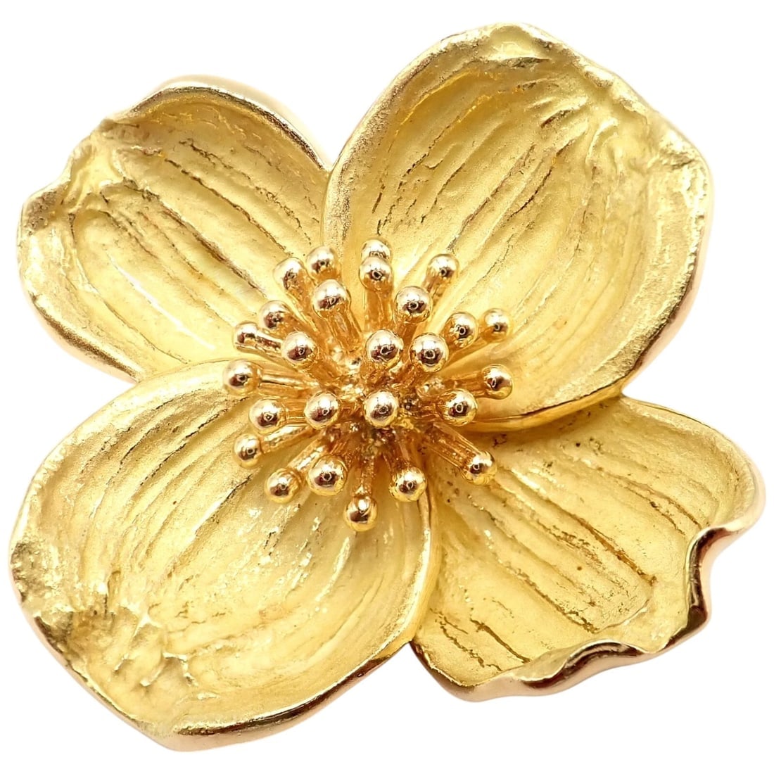 Authentic! Tiffany & Co. 18k Yellow Gold Dogwood Flower Pin Brooch - 5