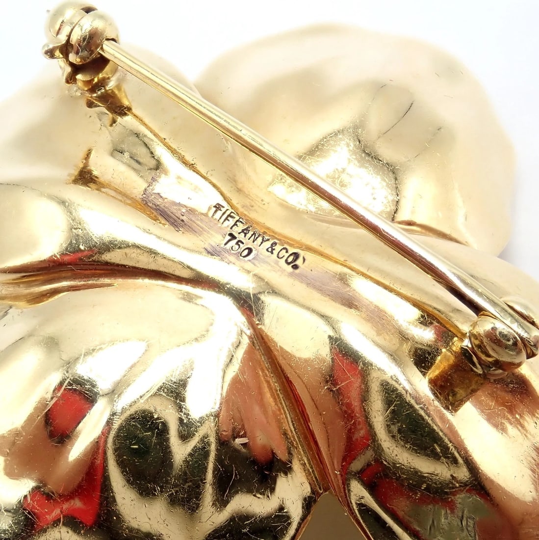 Authentic! Tiffany & Co. 18k Yellow Gold Dogwood Flower Pin Brooch - 6
