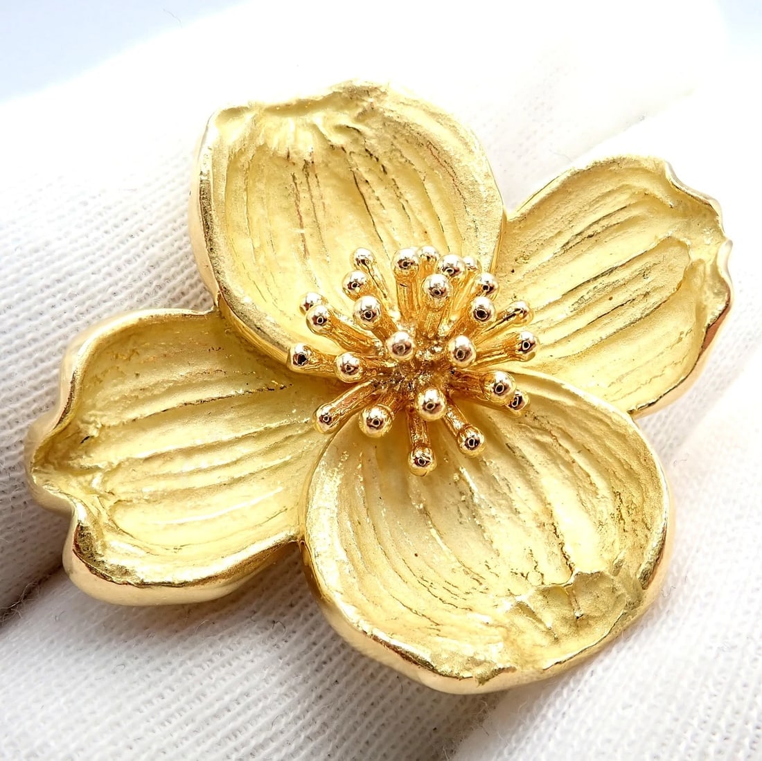 Authentic! Tiffany & Co. 18k Yellow Gold Dogwood Flower Pin Brooch - 8
