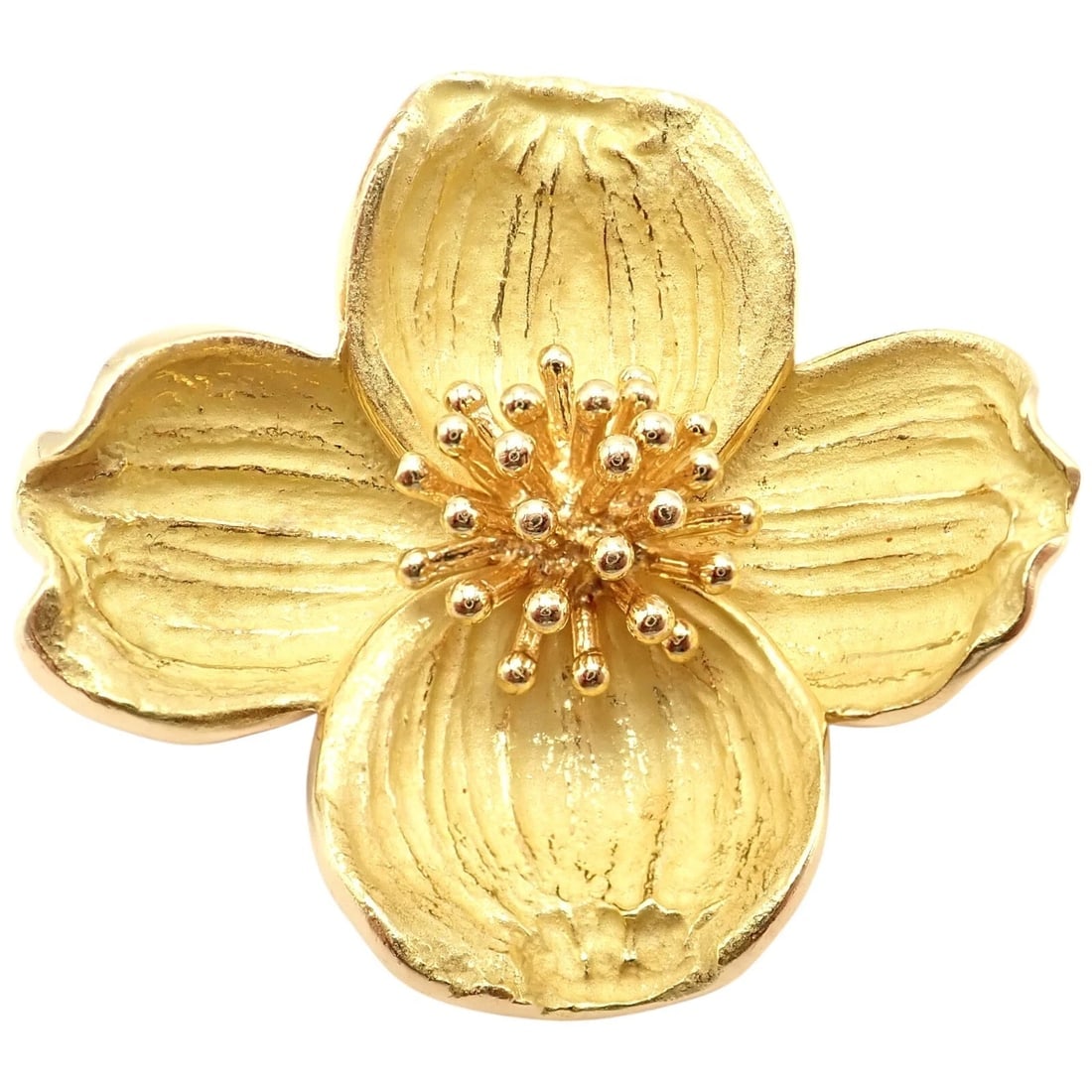 Authentic! Tiffany & Co. 18k Yellow Gold Dogwood Flower Pin Brooch - 9