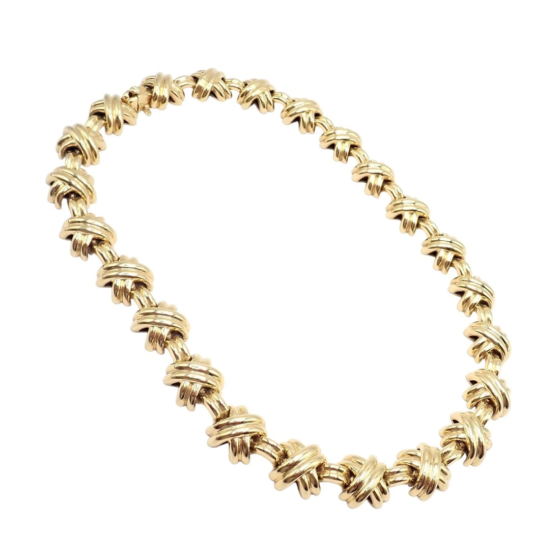 Vintage! Tiffany & Co. 18k Yellow Gold Large X Classic Signature Necklace - 10