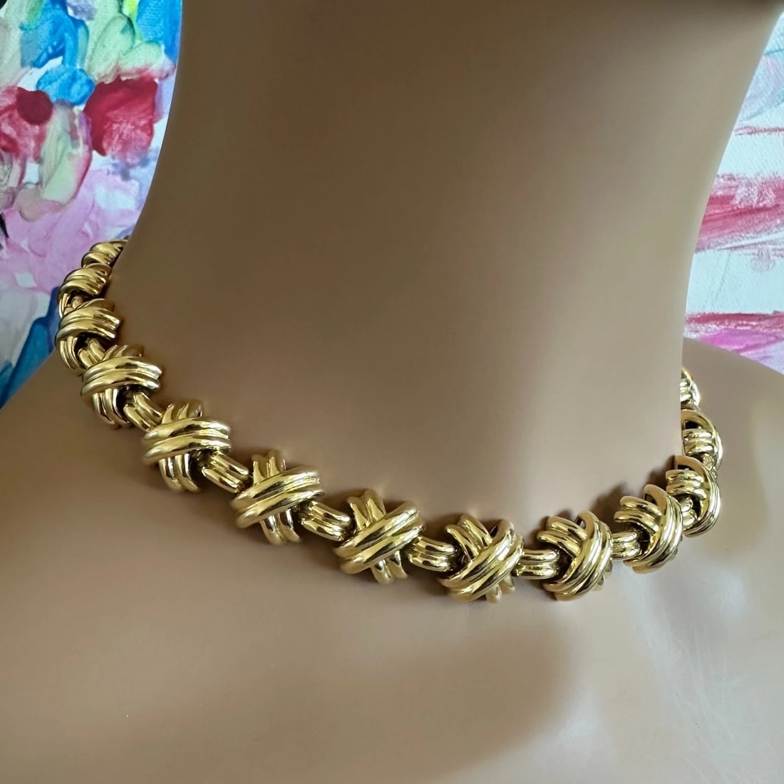 Vintage! Tiffany & Co. 18k Yellow Gold Large X Classic Signature Necklace - 7