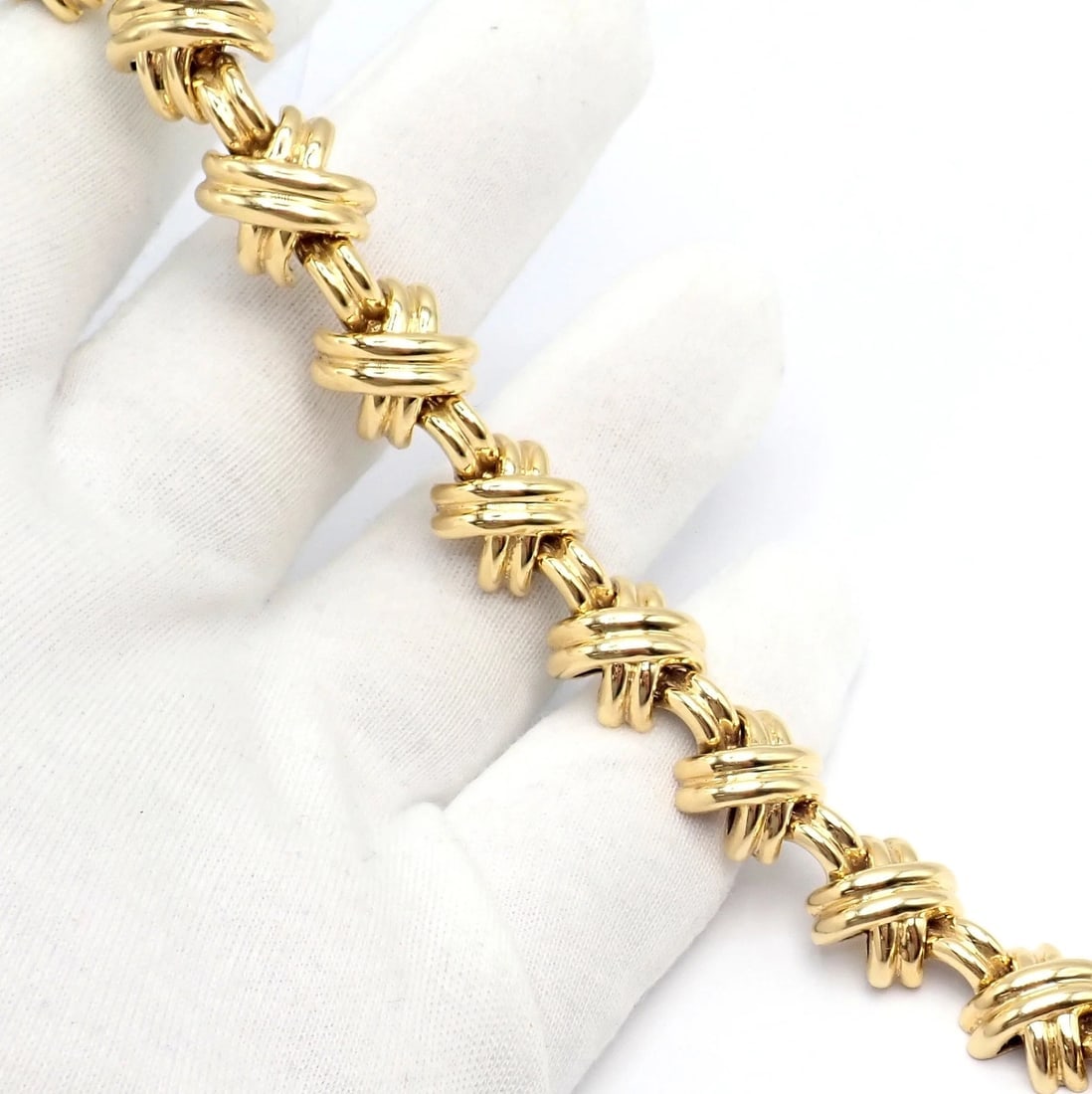 Vintage! Tiffany & Co. 18k Yellow Gold Large X Classic Signature Necklace - 9