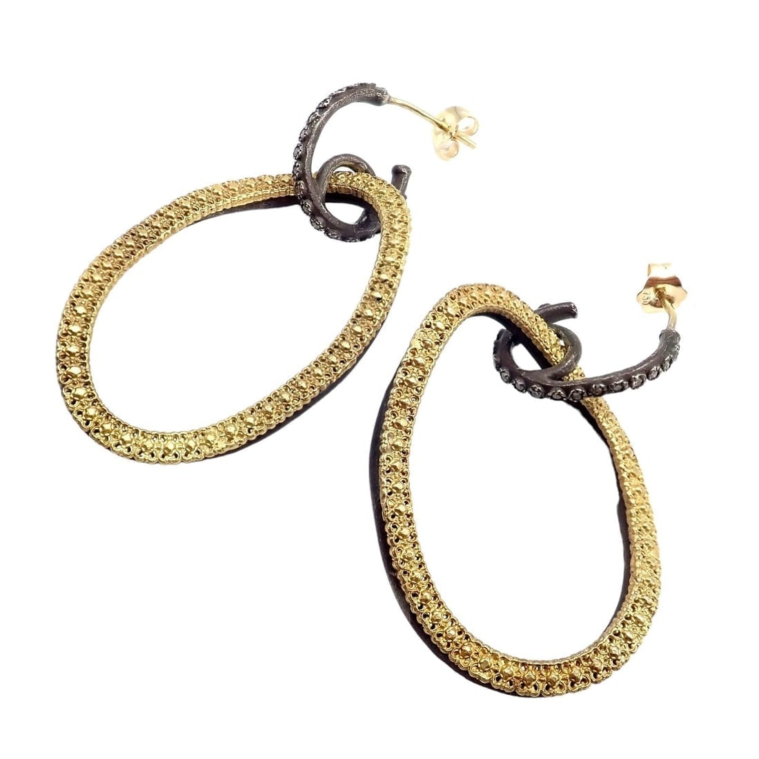 Armenta 18k Yellow Gold & Blackened Sterling Silver Diamond Statement Earrings - 10