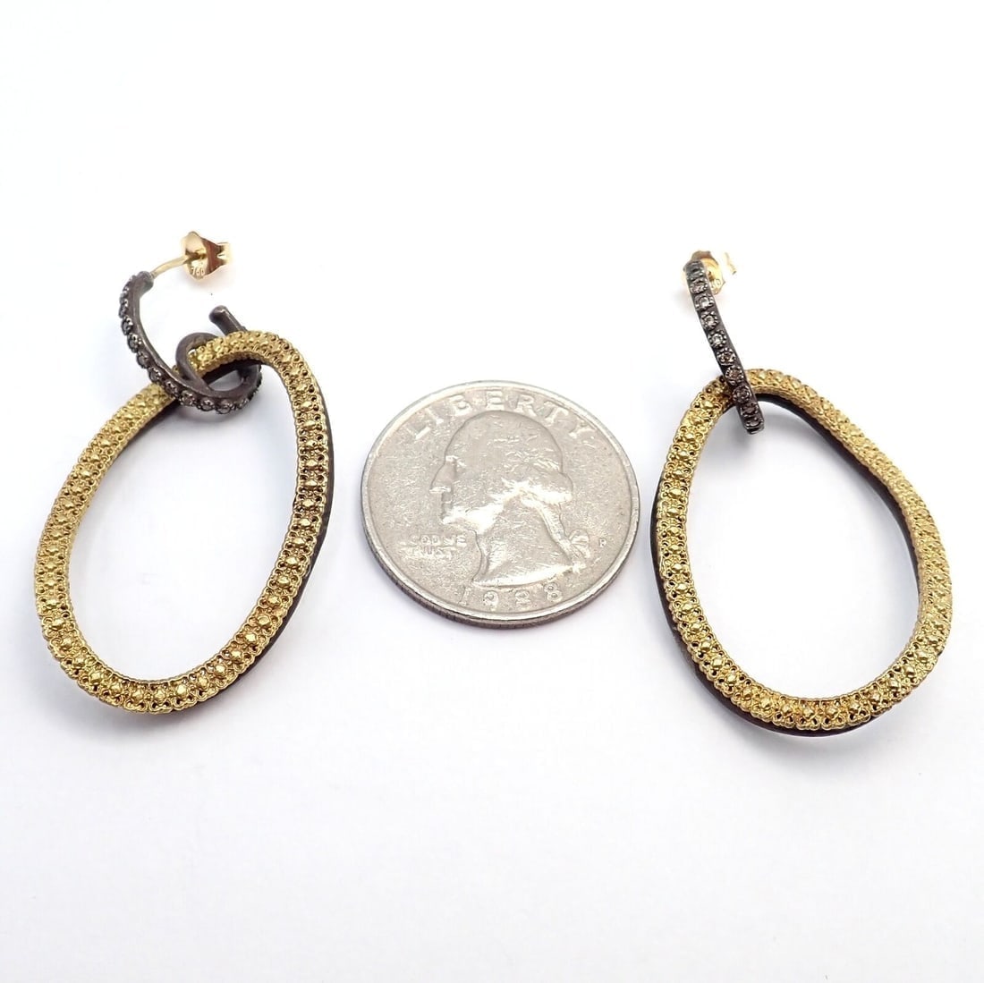 Armenta 18k Yellow Gold & Blackened Sterling Silver Diamond Statement Earrings - 3