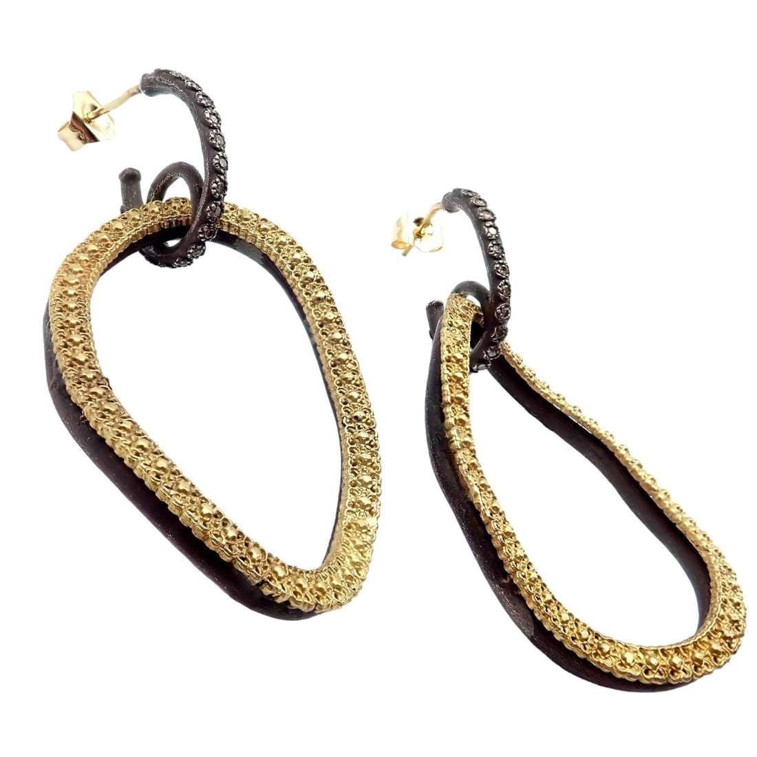 Armenta 18k Yellow Gold & Blackened Sterling Silver Diamond Statement Earrings - 4