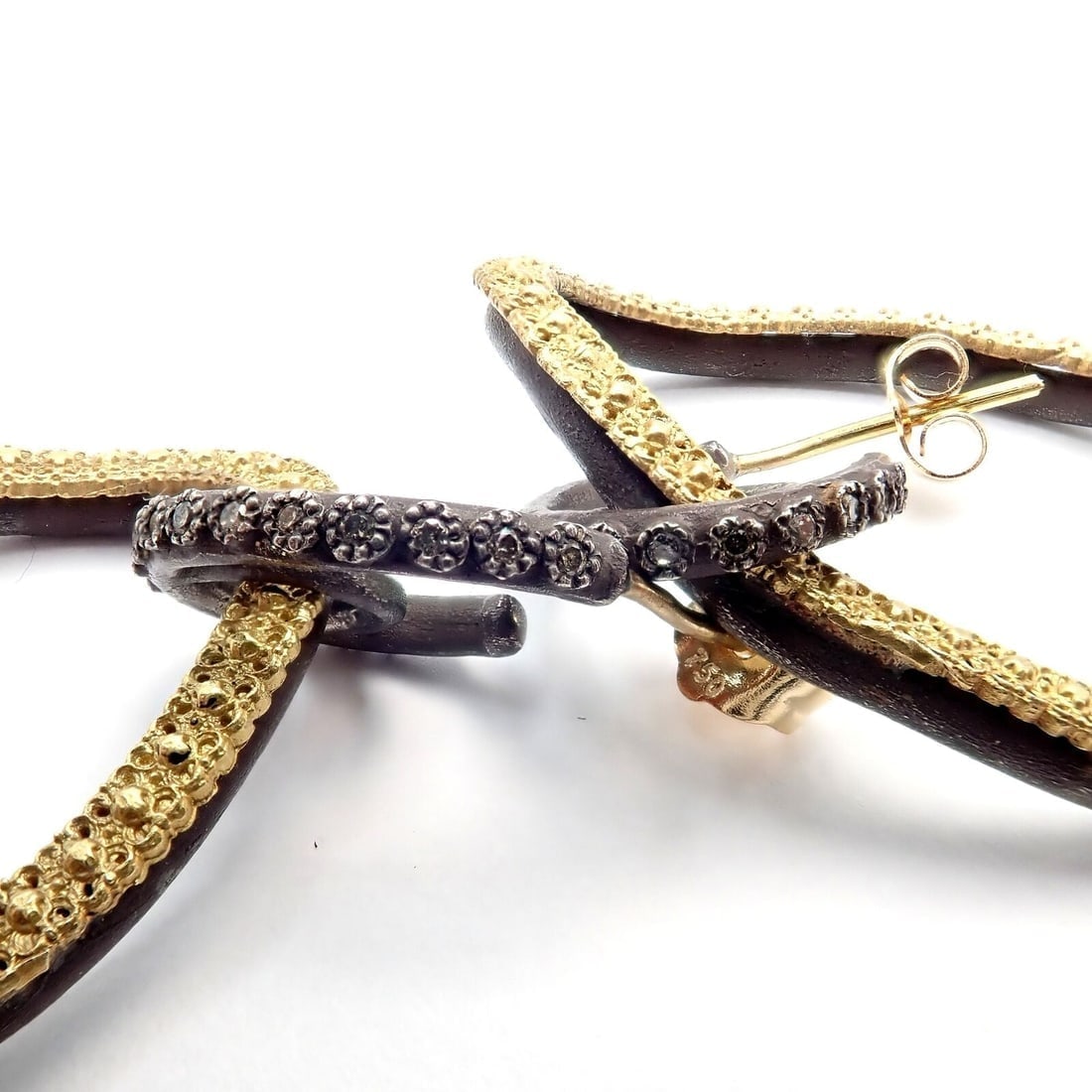 Armenta 18k Yellow Gold & Blackened Sterling Silver Diamond Statement Earrings - 5