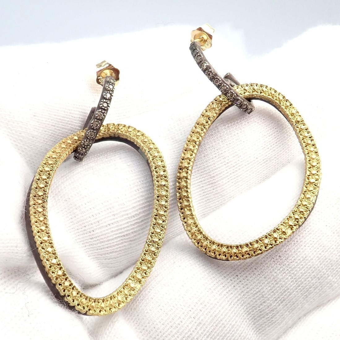 Armenta 18k Yellow Gold & Blackened Sterling Silver Diamond Statement Earrings - 8