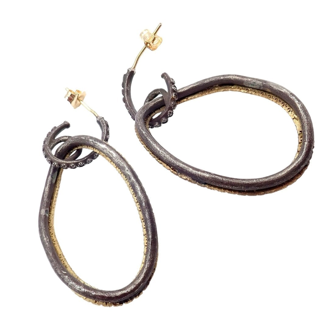 Armenta 18k Yellow Gold & Blackened Sterling Silver Diamond Statement Earrings - 9