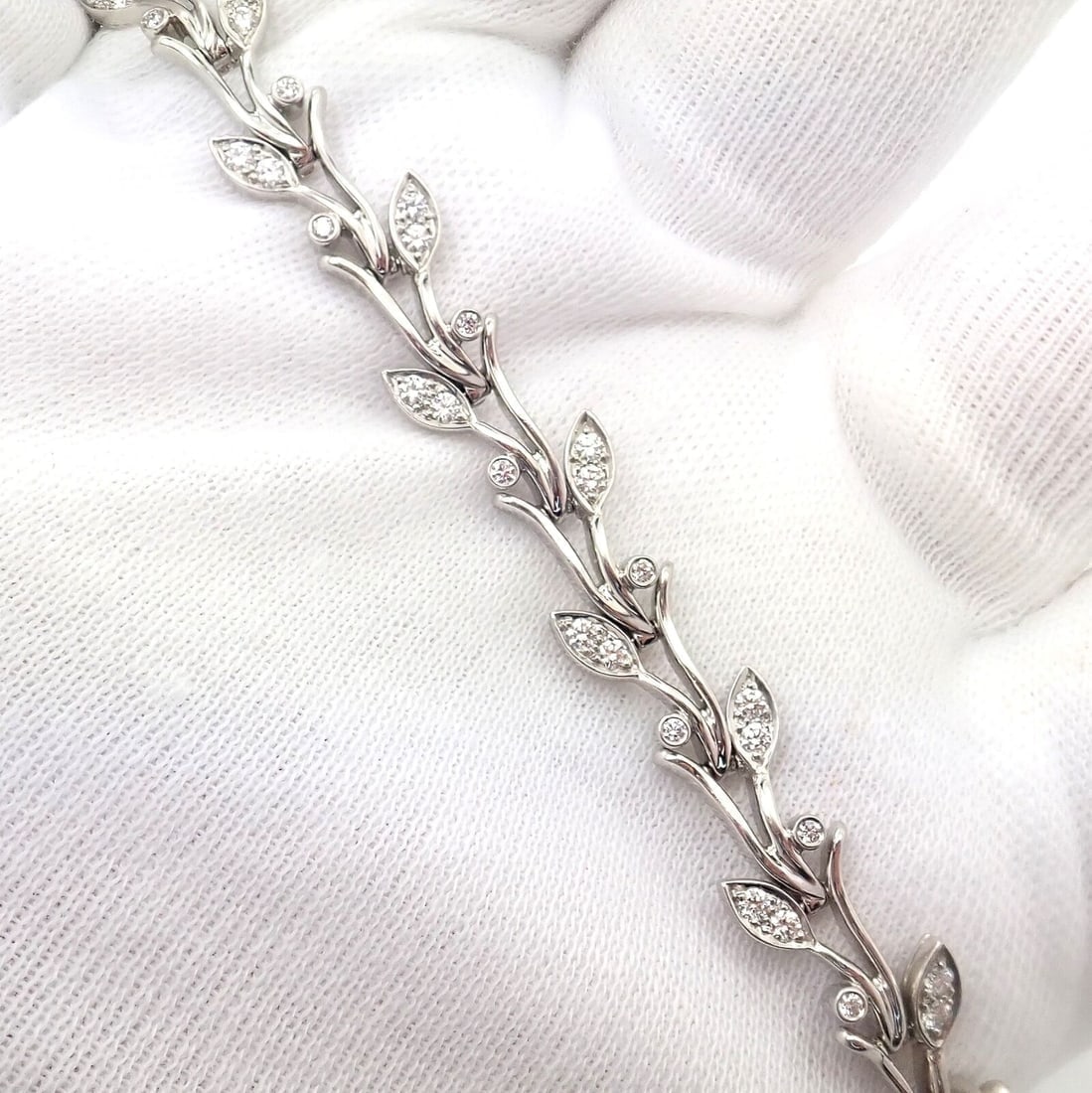 Authentic! Tiffany & Co Platinum Diamond Garland Bracelet - 3