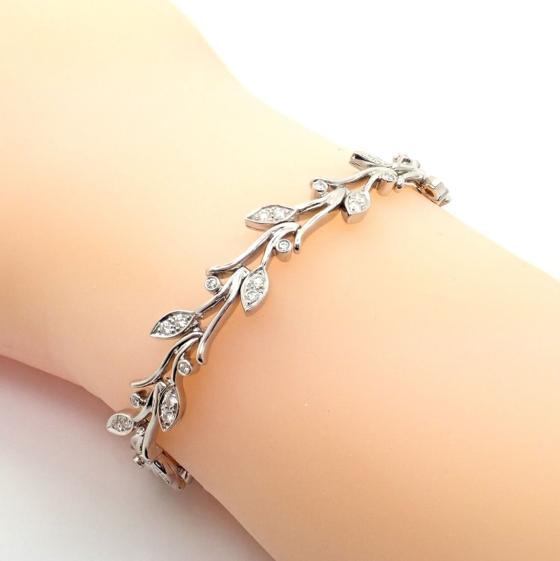 Authentic! Tiffany & Co Platinum Diamond Garland Bracelet - 5