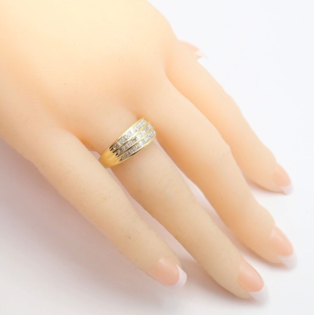 Authentic! Julius Cohen 18k Yellow Gold Diamond 1.30ct Band Ring - 7