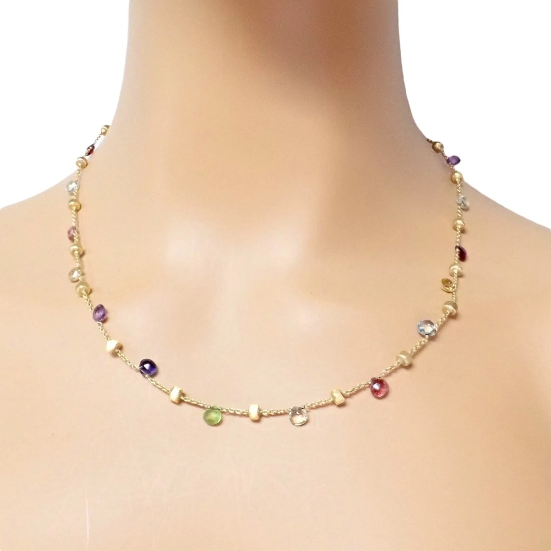 Authentic! Marco Bicego 18k Yellow Gold Multicolor Stones Paradise Necklace - 2