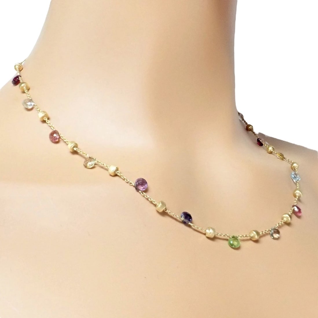 Authentic! Marco Bicego 18k Yellow Gold Multicolor Stones Paradise Necklace - 7
