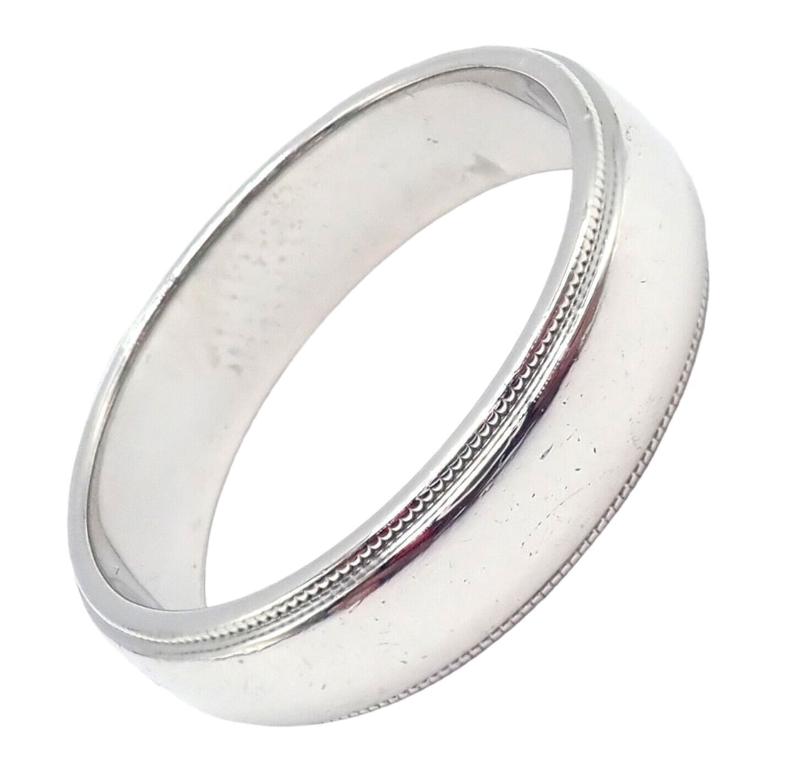 Tiffany & Co. Platinum 6mm Band Classic Milgrain Mens Band Ring Sz 11.5 - 6