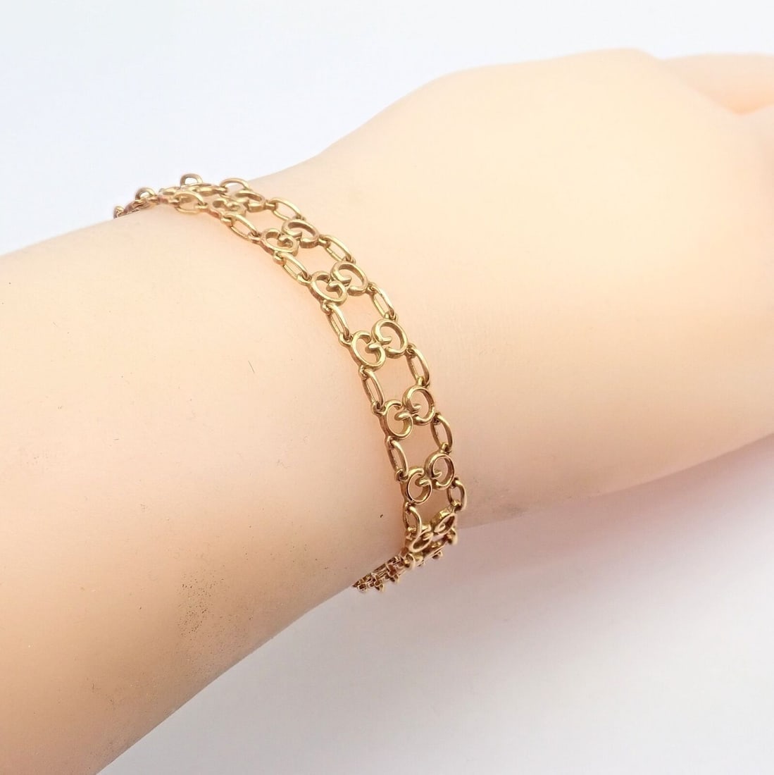 Vintage! Authentic Gucci 18k Yellow Gold Logo Bracelet - 2