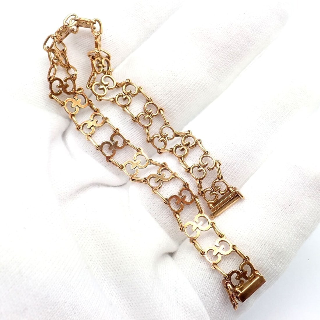 Vintage! Authentic Gucci 18k Yellow Gold Logo Bracelet - 5