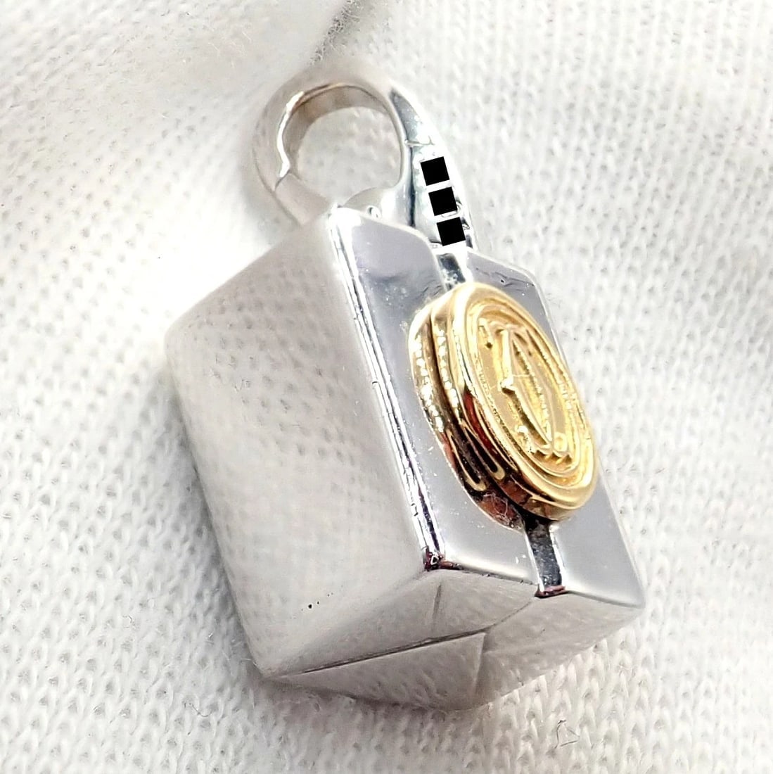 Authentic! Vintage Cartier 18k Yellow White Gold Gift Box Double C Charm Pendant - 7