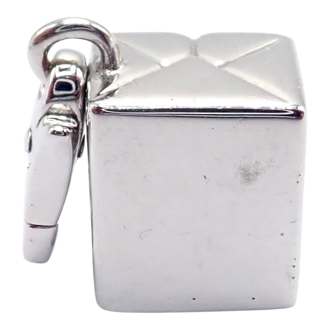 Authentic! Vintage Cartier 18k Yellow White Gold Gift Box Double C Charm Pendant - 9