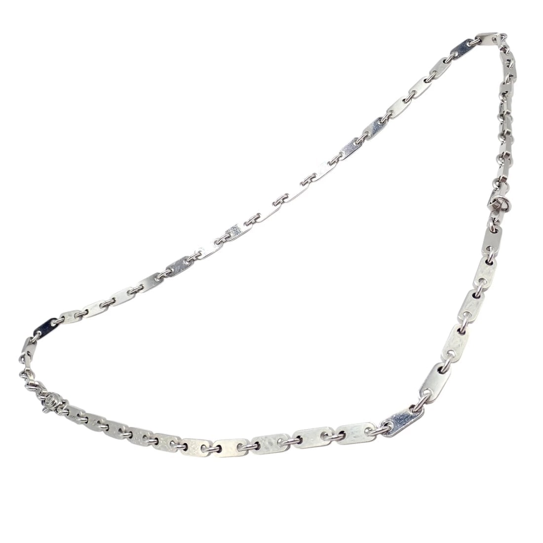 Authentic! Cartier 18k White Gold Flat Link Necklace 17.75" 1998 - 8