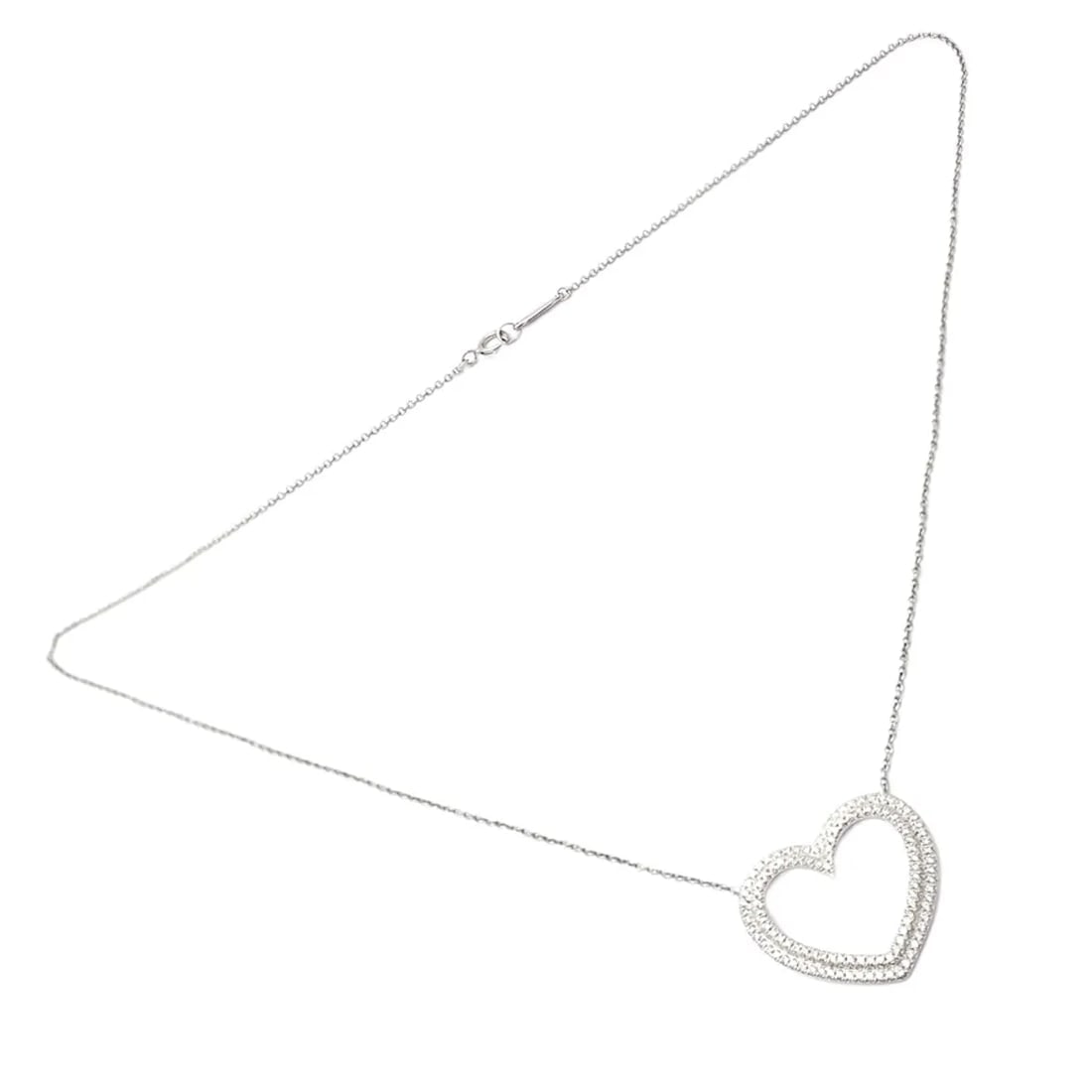 Tiffany & Co Platinum Diamond Heart Double Metro Medium Pendant Necklace - 5