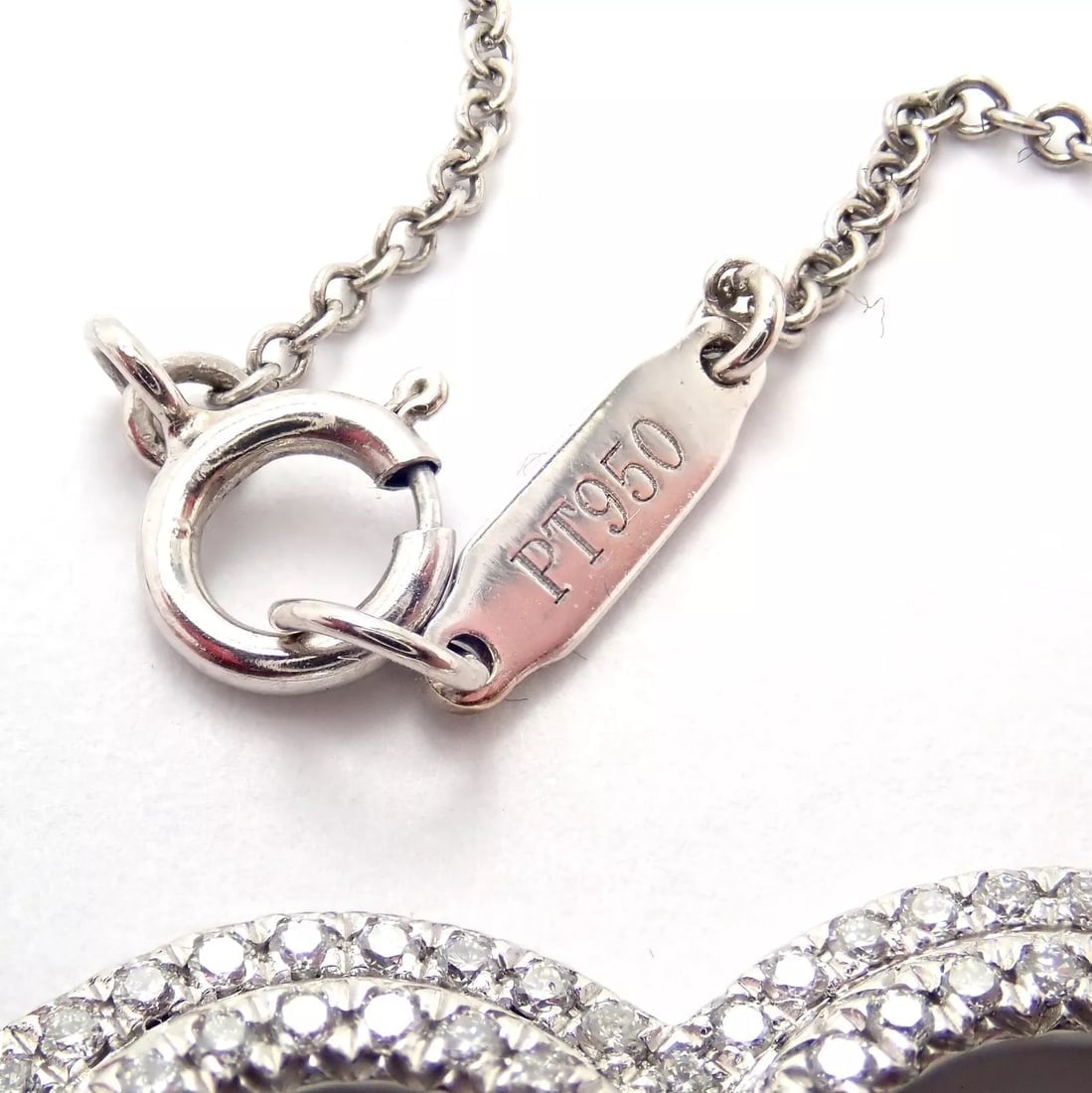 Tiffany & Co Platinum Diamond Heart Double Metro Medium Pendant Necklace - 9
