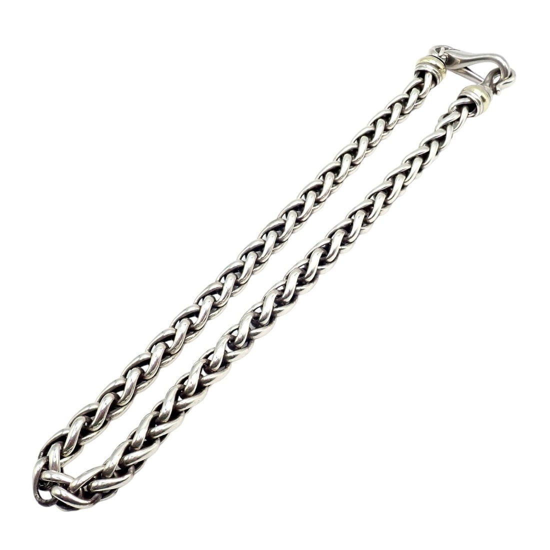David Yurman DY Sterling Silver 14k Yellow Gold Wheat 8.5mm Chain Necklace 16": David Yurman DY Sterling Silver 14k Yellow Gold Wheat 8.5mm Chain Necklace 16" David Yurman DY Sterling Silver 14k Yellow Gold Wheat 8.5mm Chain Necklace 16" Product Description About This Piece: