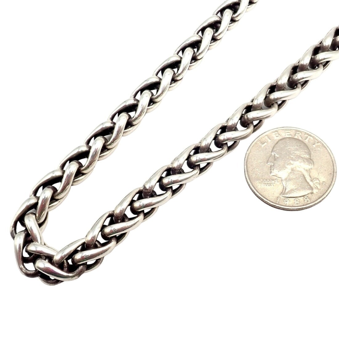 David Yurman DY Sterling Silver 14k Yellow Gold Wheat 8.5mm Chain Necklace 16" - 4