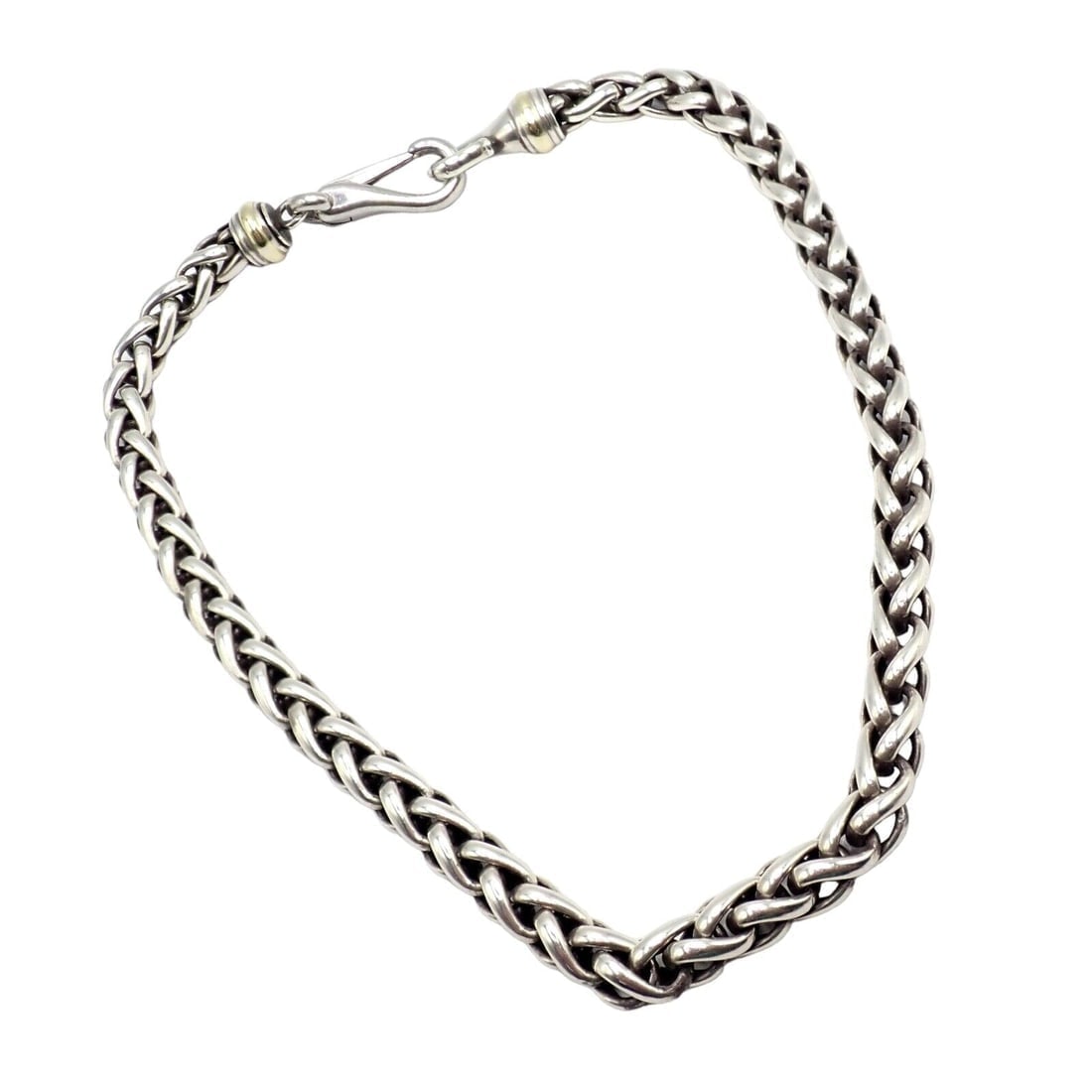 David Yurman DY Sterling Silver 14k Yellow Gold Wheat 8.5mm Chain Necklace 16" - 6
