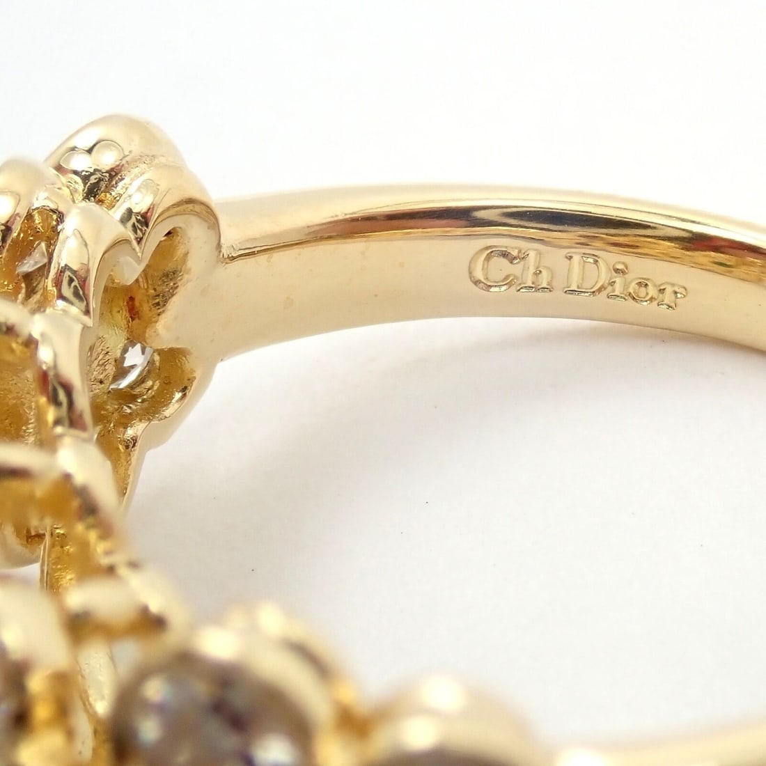 Rare! Authentic Christian Dior 18k Yellow Gold Ruby Emerald Diamond Flower Ring - 3