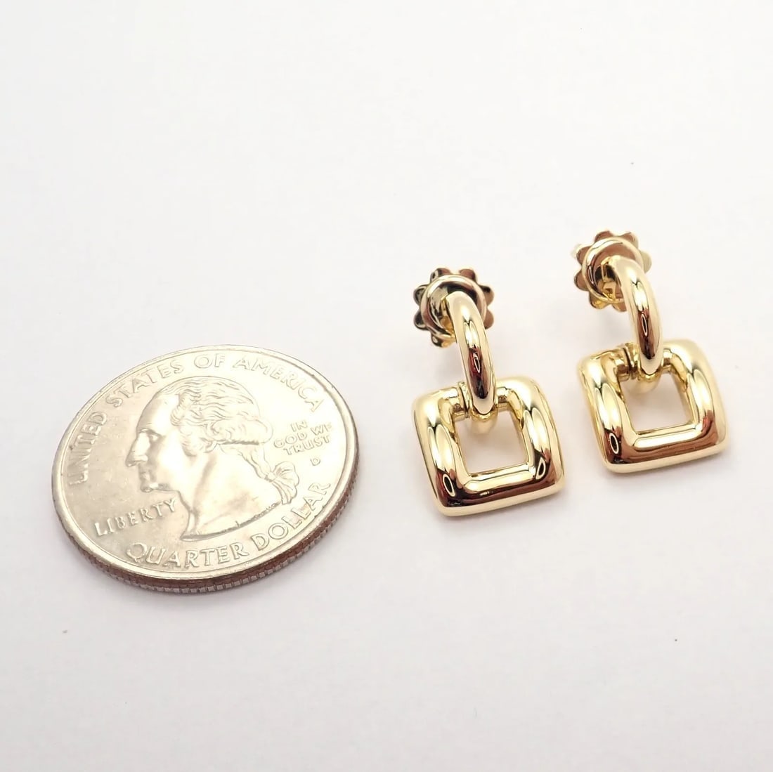 Rare! Authentic Vintage Tiffany & Co 18k Yellow Gold Square Earrings 2001 - 2