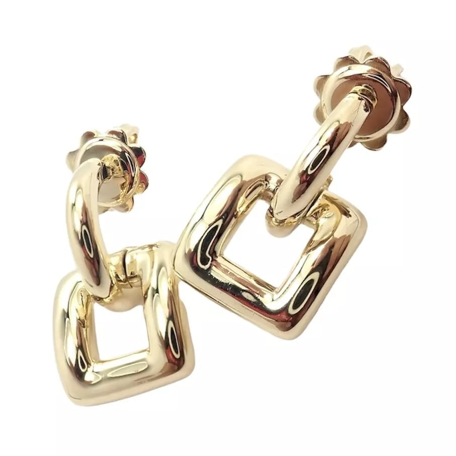 Rare! Authentic Vintage Tiffany & Co 18k Yellow Gold Square Earrings 2001 - 5