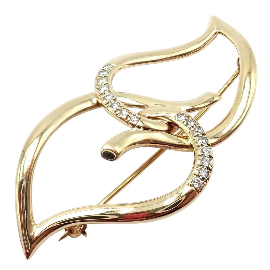 Authentic! Tiffany & Co 18k Yellow Gold Diamond Two Leaf Double Brooch Pin 1987 - 10