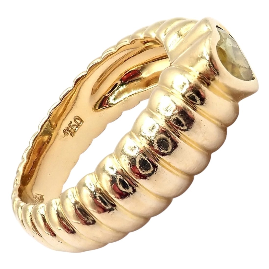 Vintage! Authentic Tiffany & Co 18k Yellow Gold Scalloped Heart Peridot Ring - 4