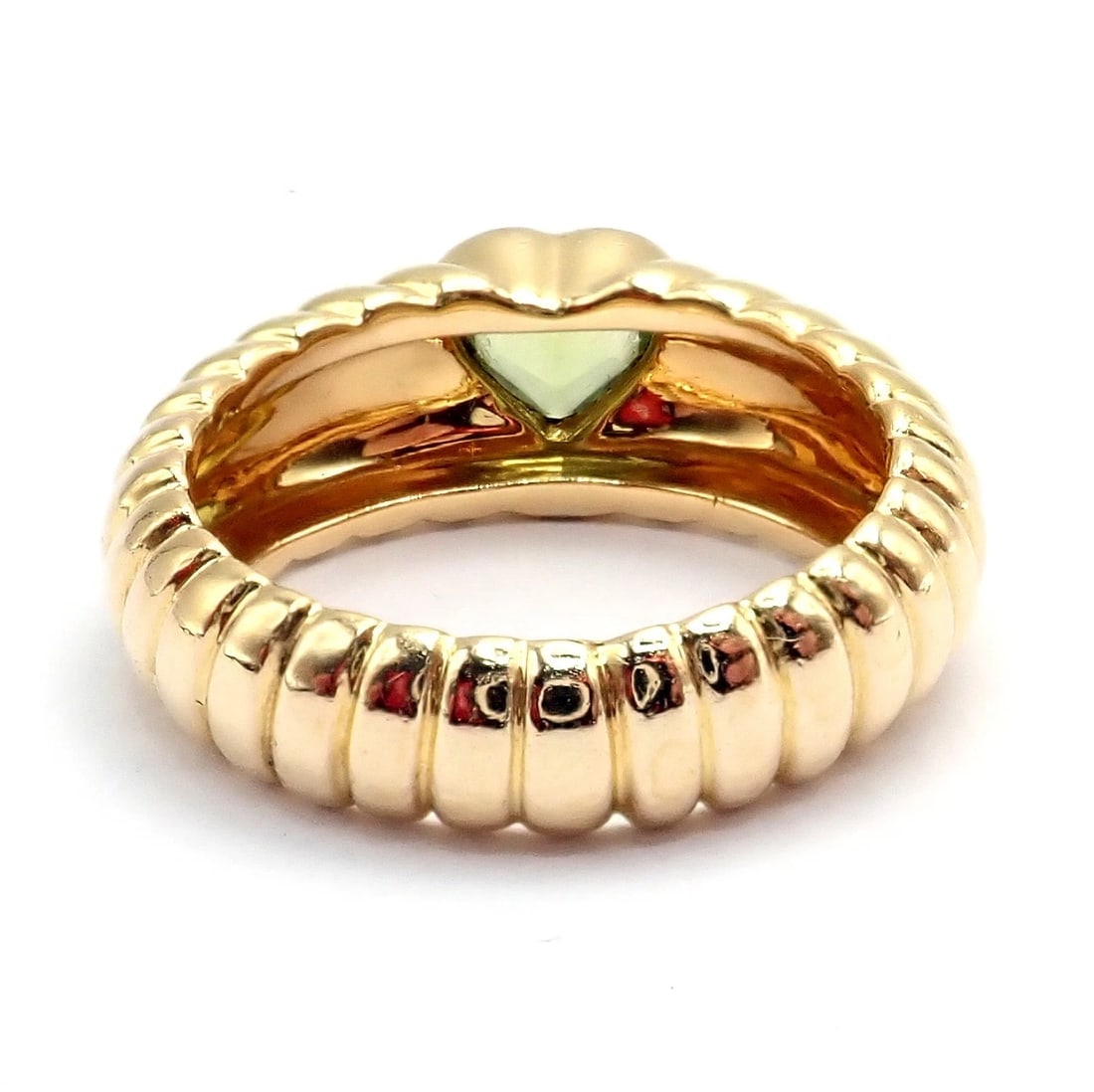 Vintage! Authentic Tiffany & Co 18k Yellow Gold Scalloped Heart Peridot Ring - 8