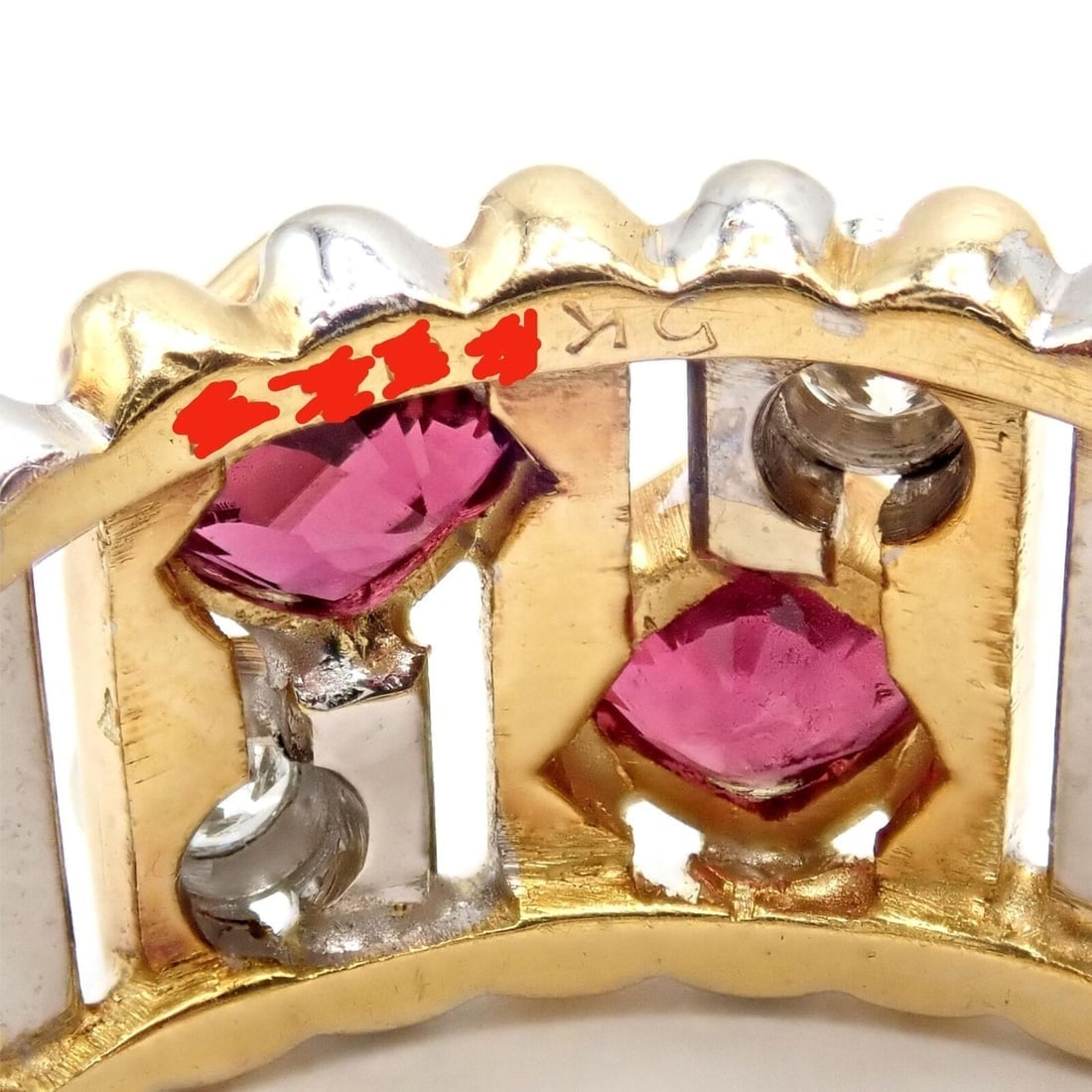 Rare! Authentic Van Cleef & Arpels 18k Yellow + White Gold Diamond Ruby Ring - 5