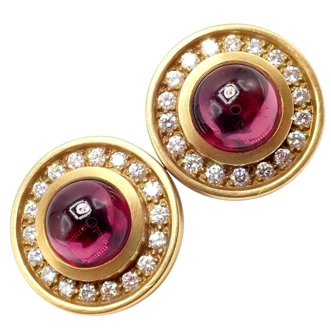 Rare! Vintage Kieselstein Cord 18k Yellow Gold Garnet Diamond Earrings 1997 - 8