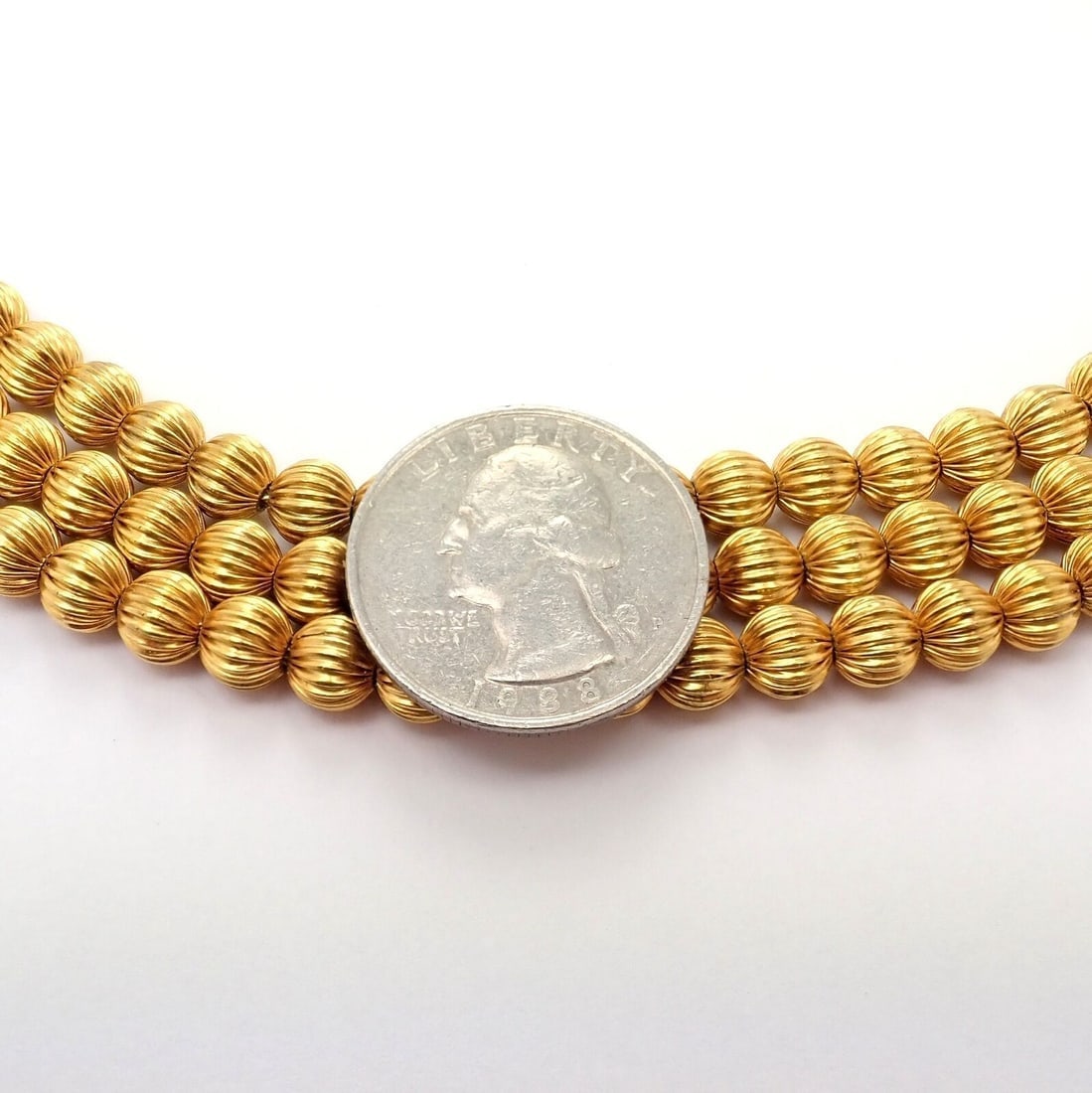 Vintage Estate Ilias Lalaounis 18k Yellow Gold Carved Bead Ball Necklace - 8