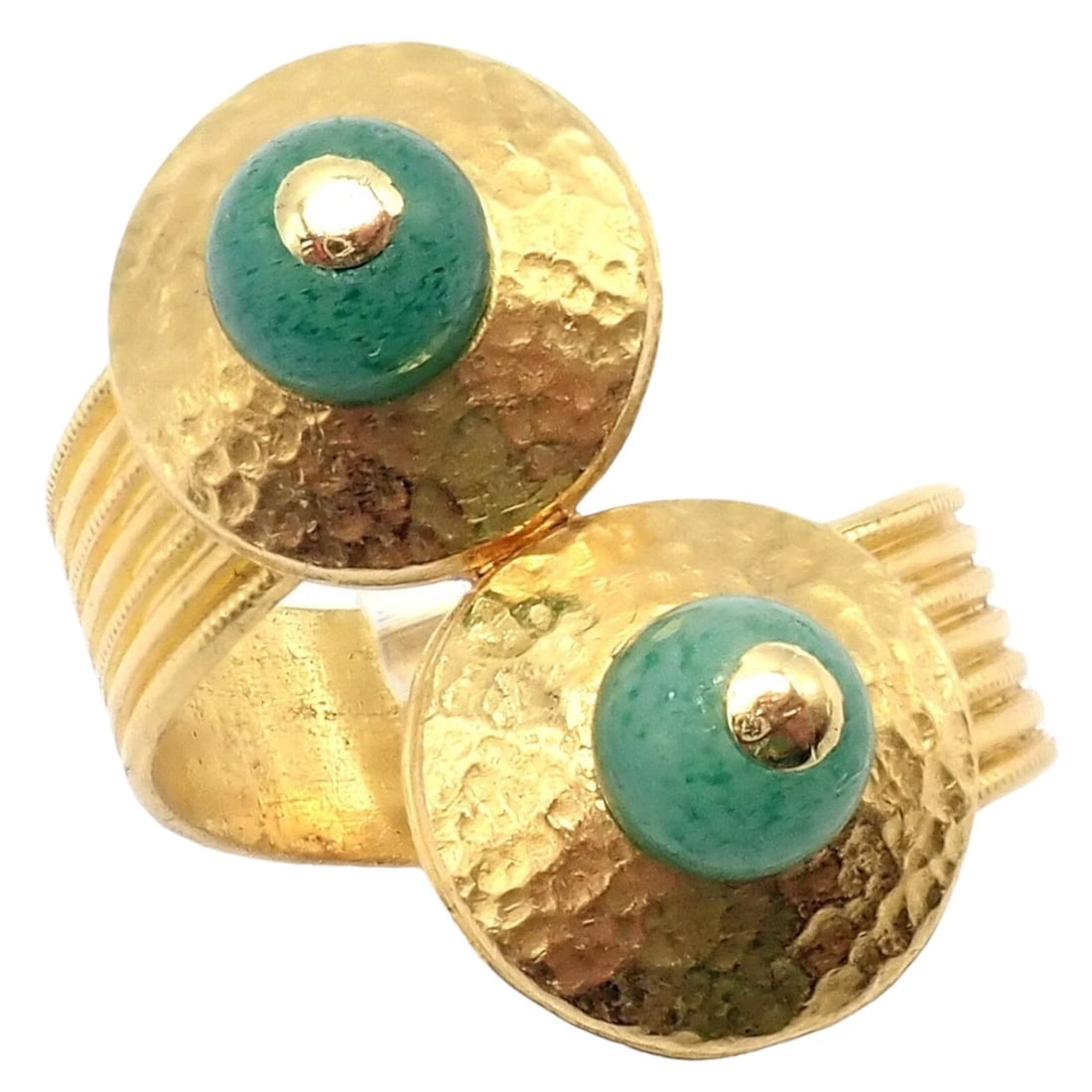 Authentic! Ilias Lalaounis Greece 22k Yellow Gold French Nephrite Ring - 11