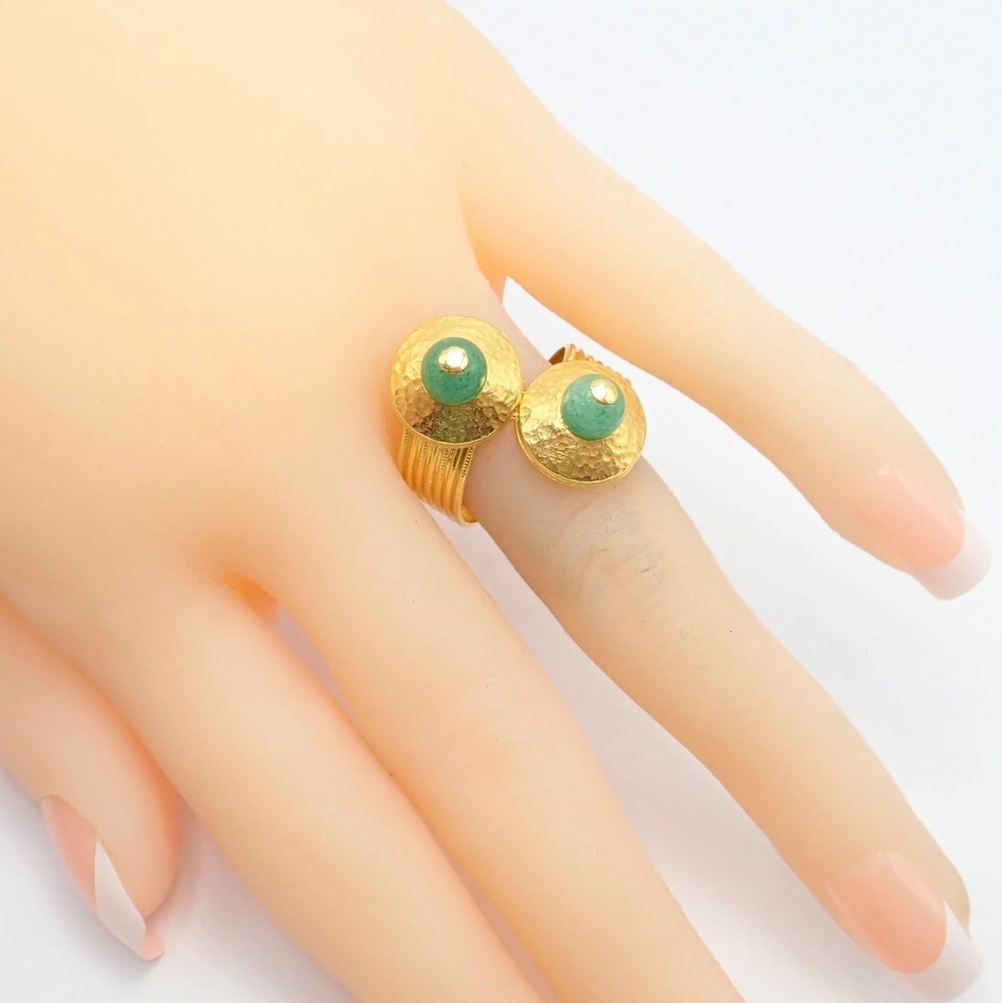 Authentic! Ilias Lalaounis Greece 22k Yellow Gold French Nephrite Ring - 3