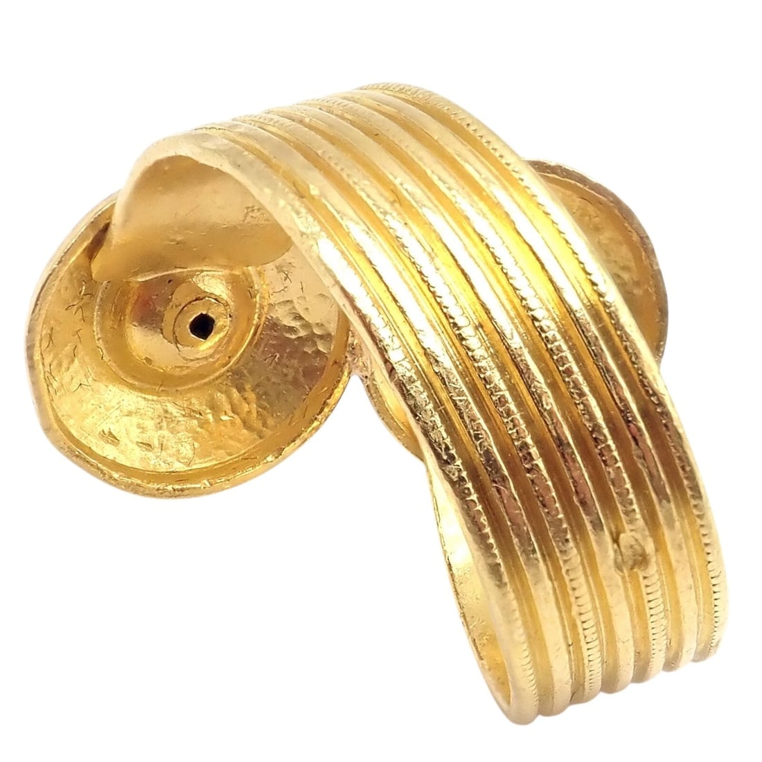 Authentic! Ilias Lalaounis Greece 22k Yellow Gold French Nephrite Ring - 6