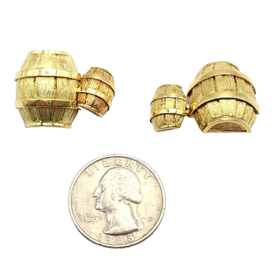 Rare! Vintage Cartier 18k Yellow Gold Barrel Cufflinks 1970's - 3