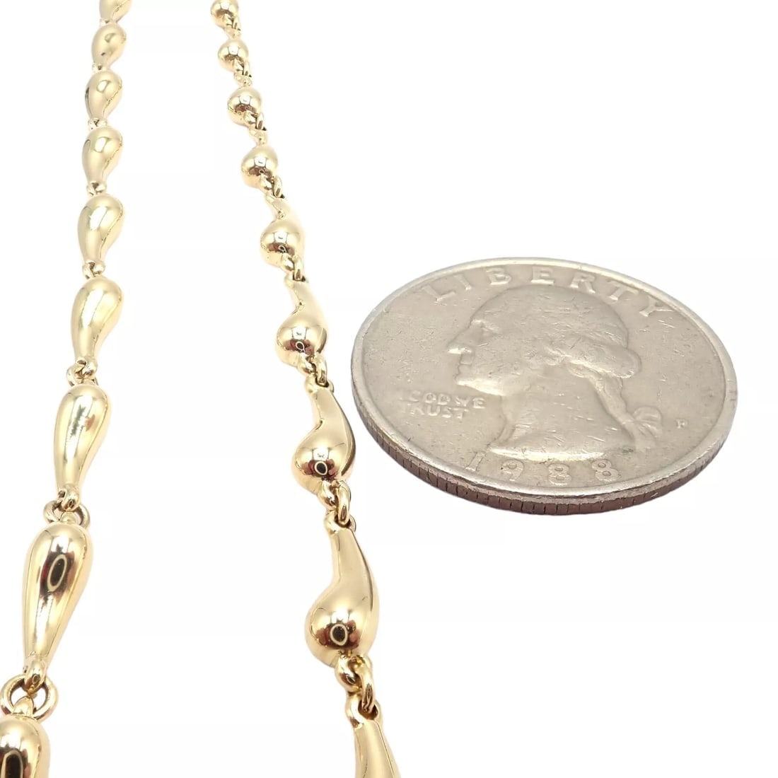 Authentic! Tiffany & Co Peretti 18k Yellow Gold Vintage Teardrop Necklace 15.75" - 5