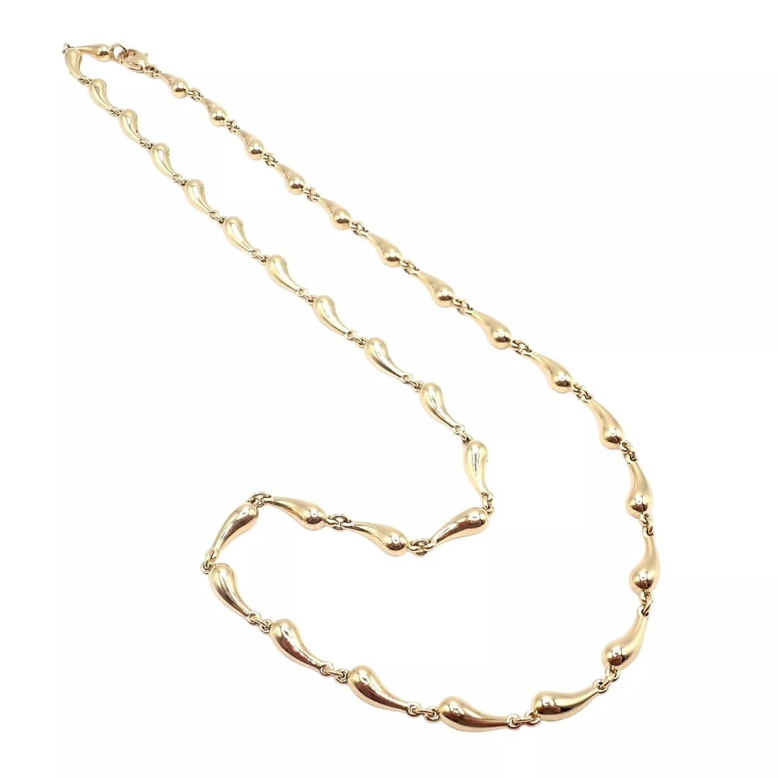 Authentic! Tiffany & Co Peretti 18k Yellow Gold Vintage Teardrop Necklace 15.75" - 6