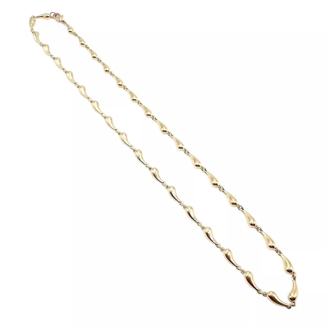 Authentic! Tiffany & Co Peretti 18k Yellow Gold Vintage Teardrop Necklace 15.75" - 9